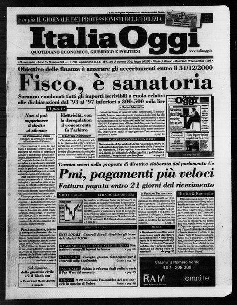 Italia oggi : quotidiano di economia finanza e politica